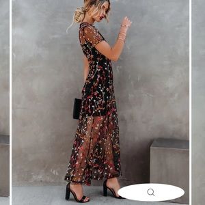 NWT Black Mesh Floral Butterfly Embroidery